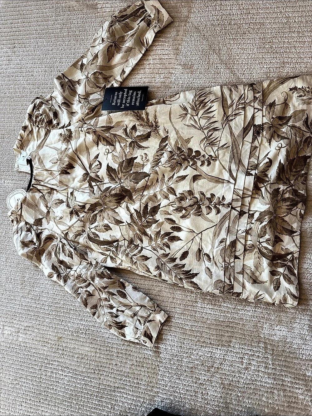 Tuckernuck Floral Dress in Cream & Brown Size Small NWT